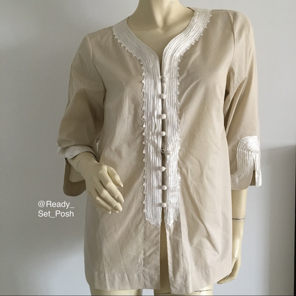Jones New York 3/4 sleeve embellished tunic